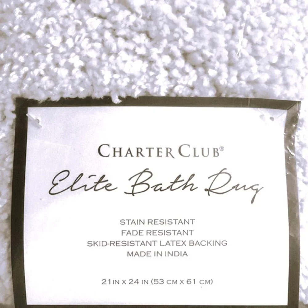 brand new WHITE Charter Club Elite Plush Contour Rug w/ Skid Resistant Backing